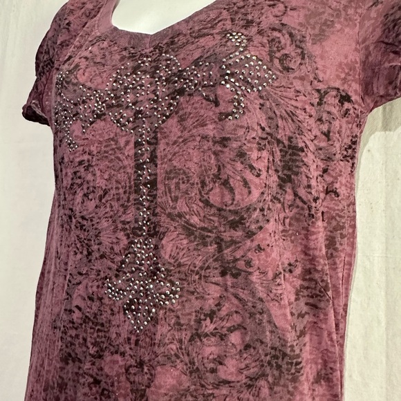 American Age purple Fitted Embellished T-Shirt, M - Picture 2 of 4